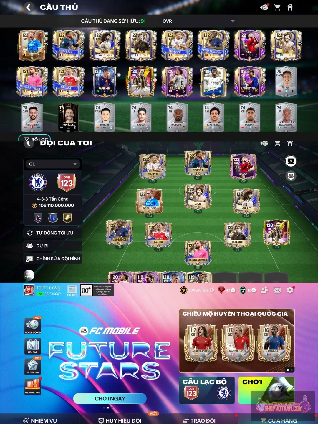 Acc log google 
Đội hình ovr 123 với dàn cầu thủ cực xịn
Thay mật khẩu ngay sau khi vào
Liên hệ hỗ trợ qua zalo