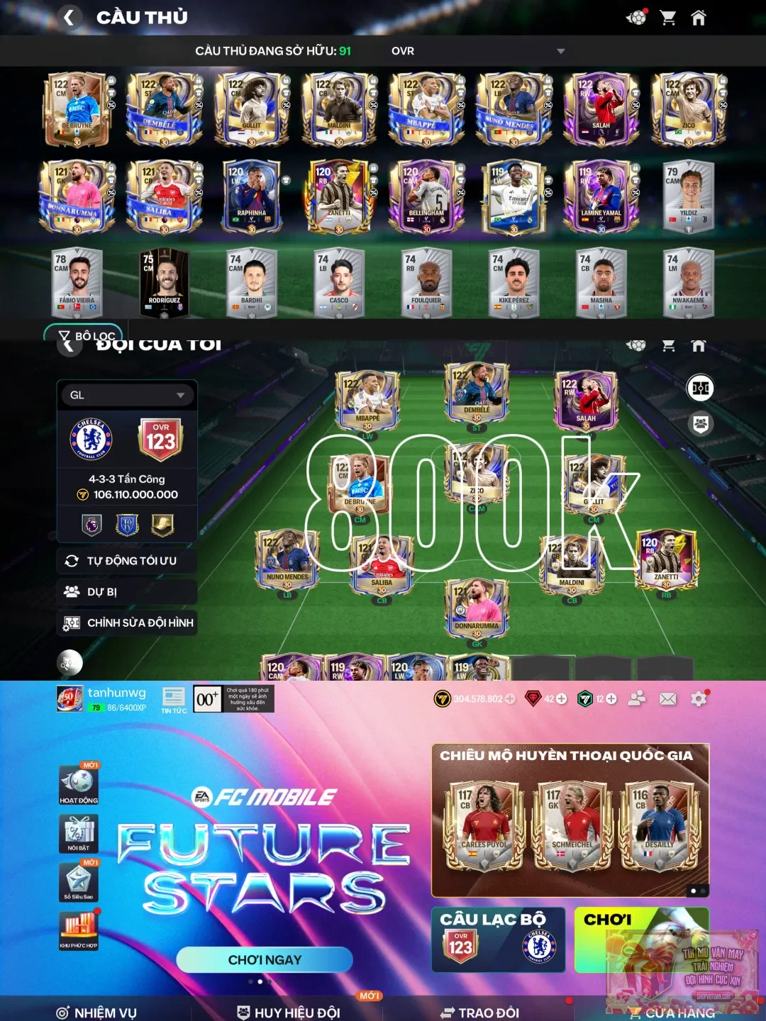 Acc log google 
Đội hình ovr 123 với dàn cầu thủ cực xịn
Thay mật khẩu ngay sau khi vào
Liên hệ hỗ trợ qua zalo