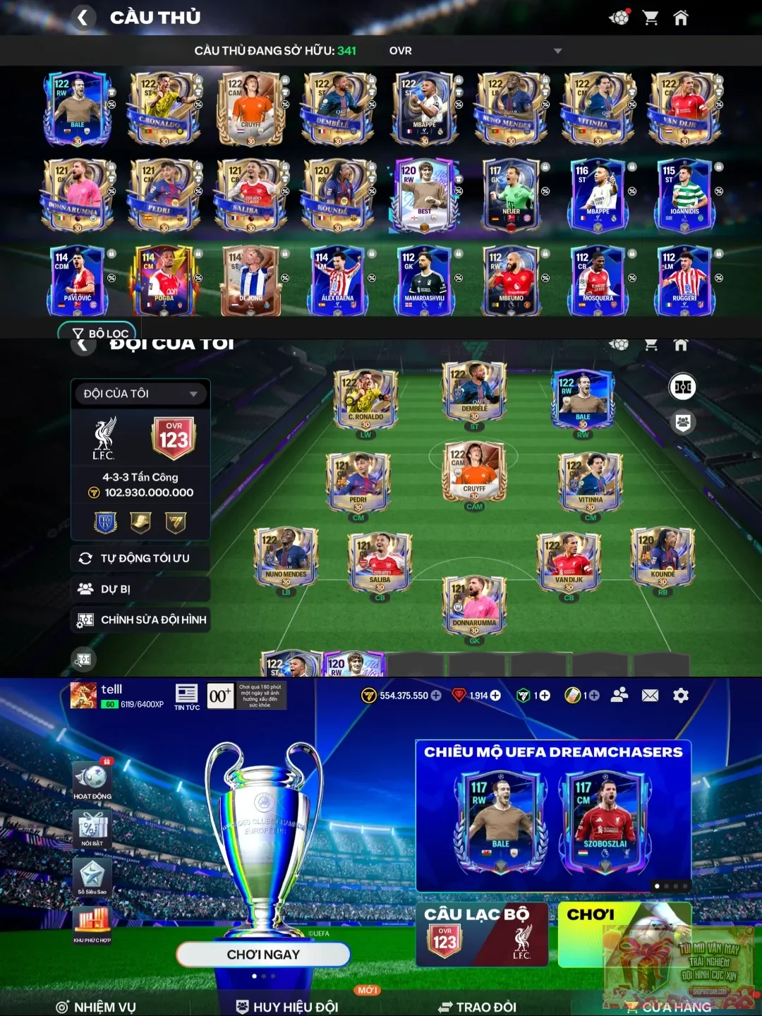 Login google 
Đội hình cực khủng ovr 123 siêu bá
Thay đổi mật khẩu ngay sau khi vào
Liên hệ hỗ trợ qua zalo