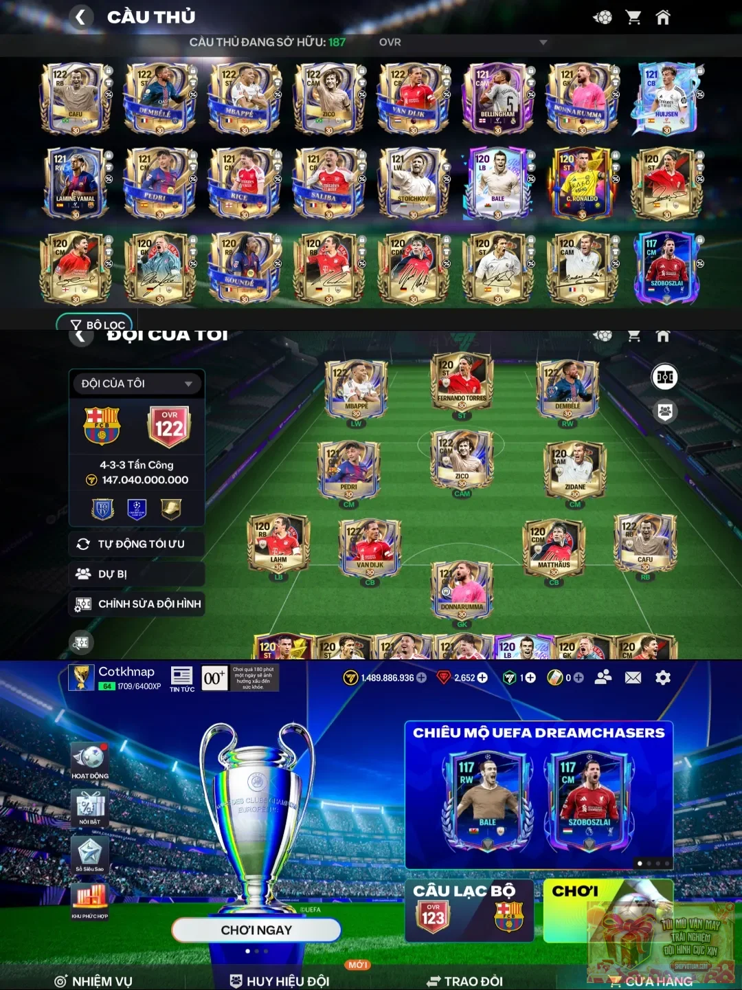 Login google 
Đội hình cực khủng ovr 123 siêu bá
Dàn cầu thủ chữ kí cực giá trị
Thay đổi mật khẩu ngay sau khi vào
Liên hệ hỗ trợ qua zalo